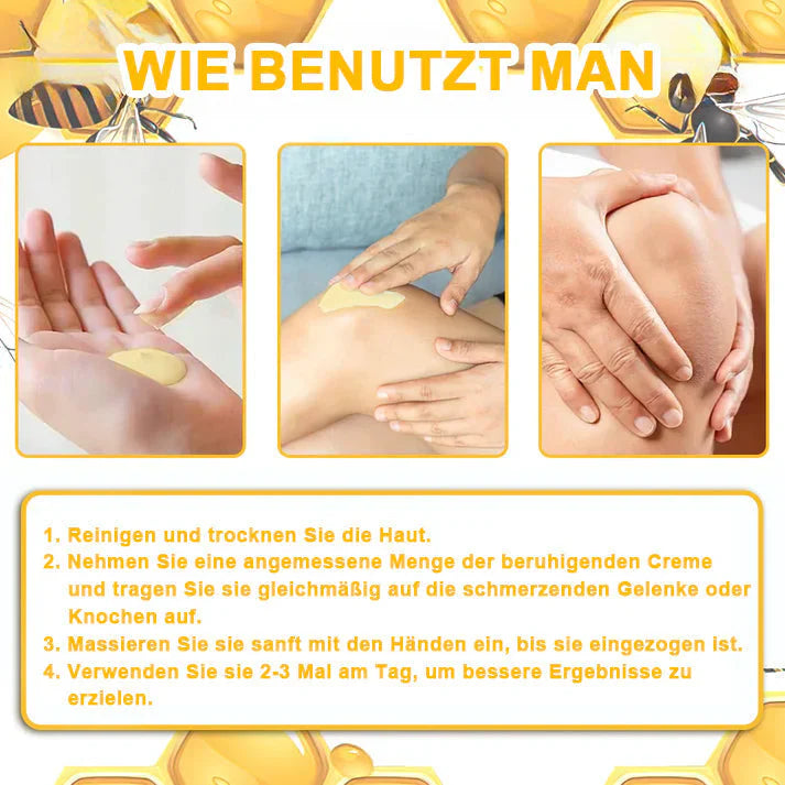 ✅ Offizieller Shop:  Bienengift-Schmerzlinderungs Knochenheilungs Creme 👨‍⚕️(BfArM) zertifiziert(Reduzierung von Gelenkschwellungen, Schmerzen, Steifheit, Rötungen, Wärme, Muskelkater und Gelenkmüdigkeit)